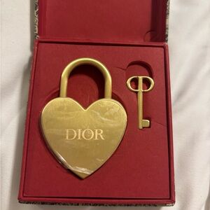Dior Gold Heart Lock and Key Set